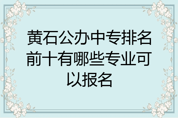 黄石公办中专排名前十有哪些专业可以报名