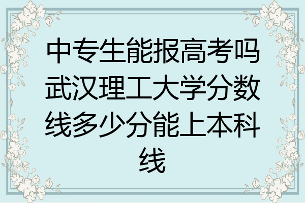 中专生能报高考吗武汉理工大学分数线多少分能上本科线