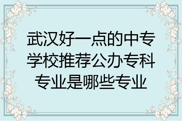武汉好一点的中专学校推荐公办专科专业是哪些专业