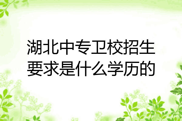 湖北中专卫校招生要求是什么学历的