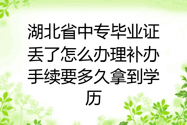 湖北省中专毕业证丢了怎么办理补办手续要多久拿到学历