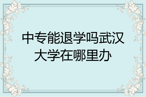 中专能退学吗武汉大学在哪里办