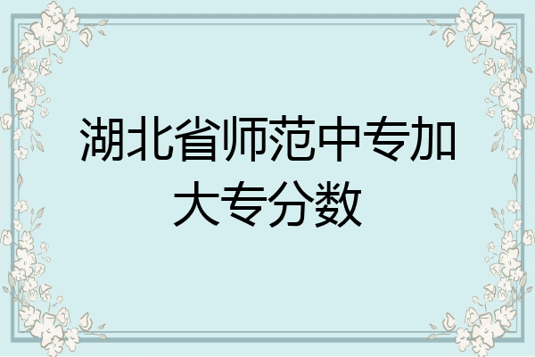 湖北省师范中专加大专分数