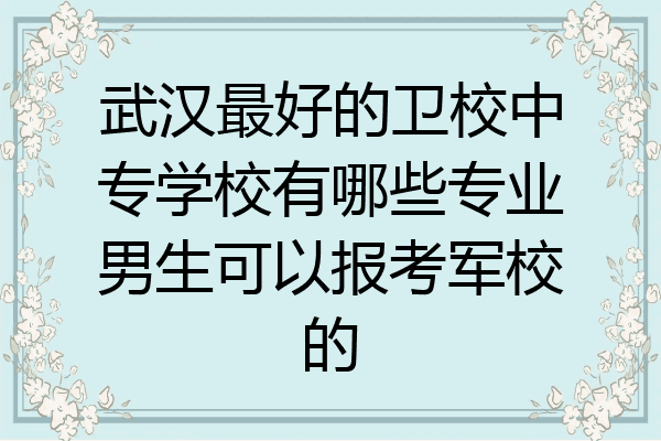 武汉最好的卫校中专学校有哪些专业男生可以报考军校的