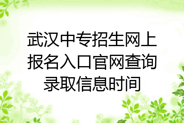 武汉中专招生网上报名入口官网查询录取信息时间