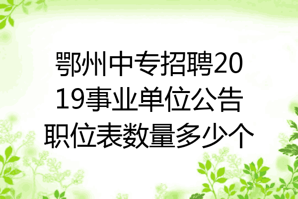 鄂州中专招聘2019事业单位公告职位表数量多少个