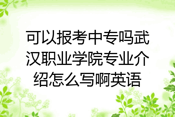 可以报考中专吗武汉职业学院专业介绍怎么写啊英语
