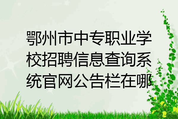 鄂州市中专职业学校招聘信息查询系统官网公告栏在哪