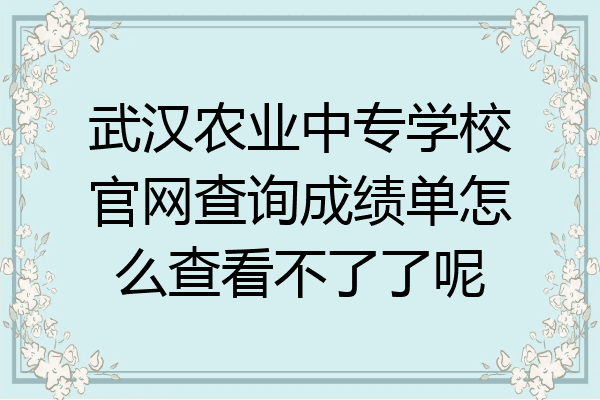 武汉农业中专学校官网查询成绩单怎么查看不了了呢