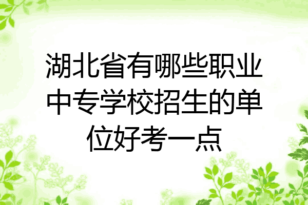 湖北省有哪些职业中专学校招生的单位好考一点
