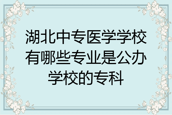 湖北中专医学学校有哪些专业是公办学校的专科