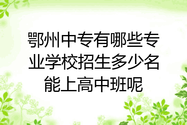 鄂州中专有哪些专业学校招生多少名能上高中班呢