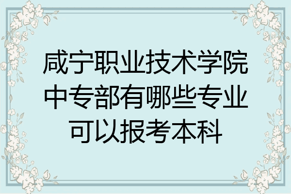 咸宁职业技术学院中专部有哪些专业可以报考本科