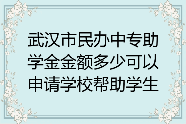 武汉市民办中专助学金金额多少可以申请学校帮助学生
