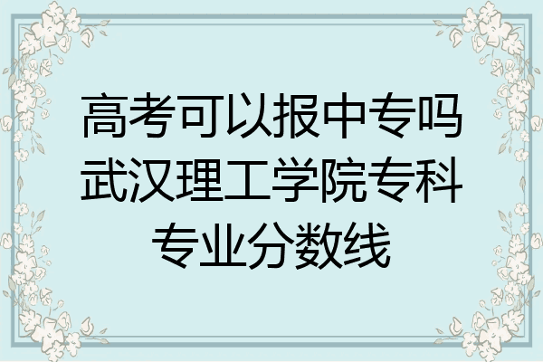 高考可以报中专吗武汉理工学院专科专业分数线