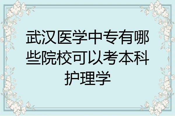 武汉医学中专有哪些院校可以考本科护理学