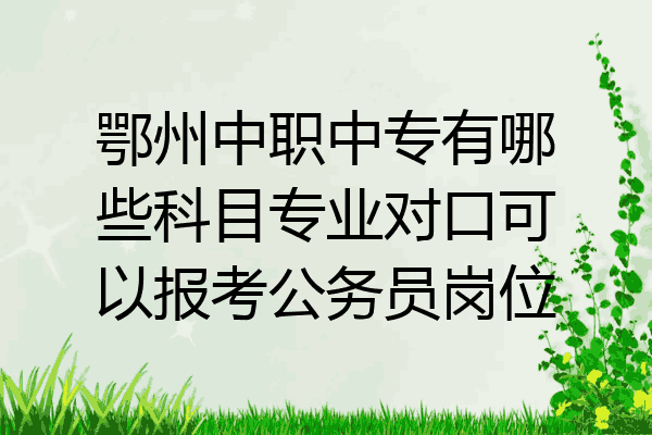 鄂州中职中专有哪些科目专业对口可以报考公务员岗位