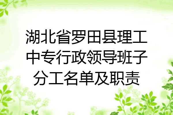 湖北省罗田县理工中专行政领导班子分工名单及职责