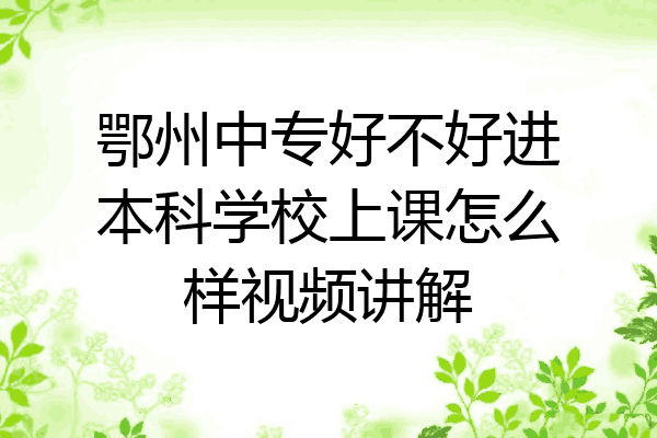 鄂州中专好不好进本科学校上课怎么样视频讲解