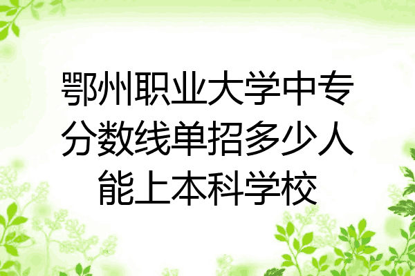 鄂州职业大学中专分数线单招多少人能上本科学校