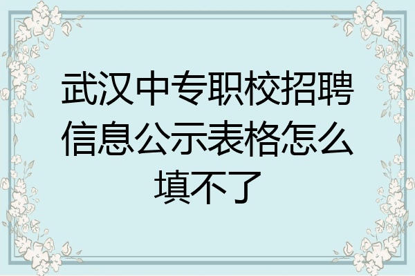 武汉中专职校招聘信息公示表格怎么填不了