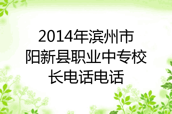 2014年滨州市阳新县职业中专校长电话电话