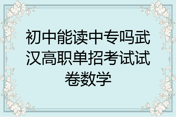初中能读中专吗武汉高职单招考试试卷数学