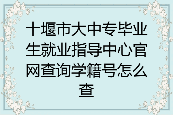 十堰市大中专毕业生就业指导中心官网查询学籍号怎么查