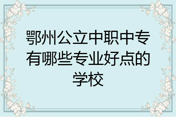 鄂州公立中职中专有哪些专业好点的学校