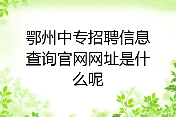 鄂州中专招聘信息查询官网网址是什么呢