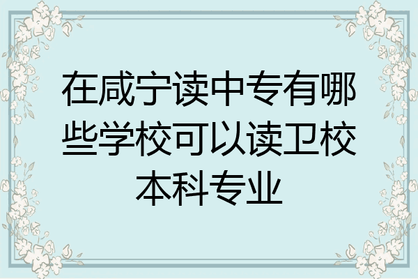 在咸宁读中专有哪些学校可以读卫校本科专业