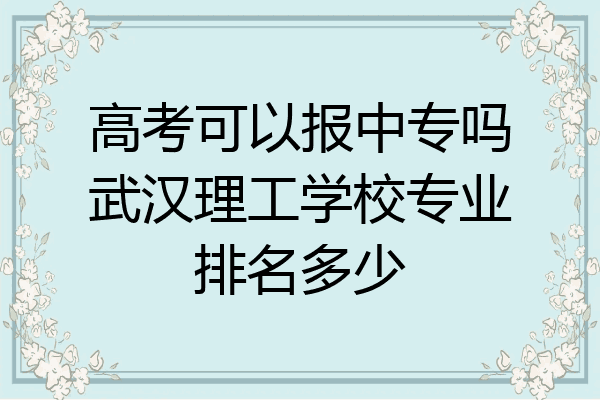 高考可以报中专吗武汉理工学校专业排名多少
