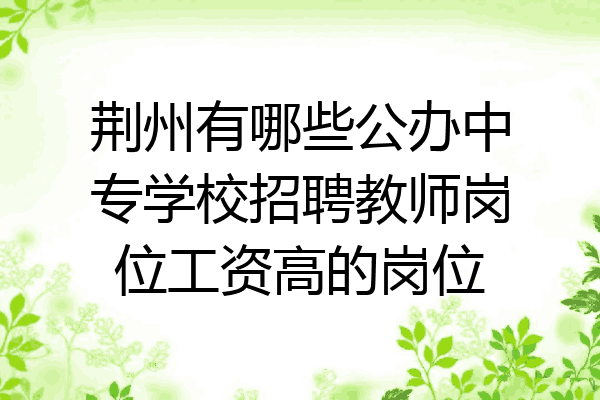 荆州有哪些公办中专学校招聘教师岗位工资高的岗位