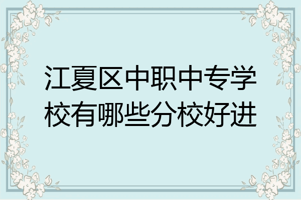 江夏区中职中专学校有哪些分校好进