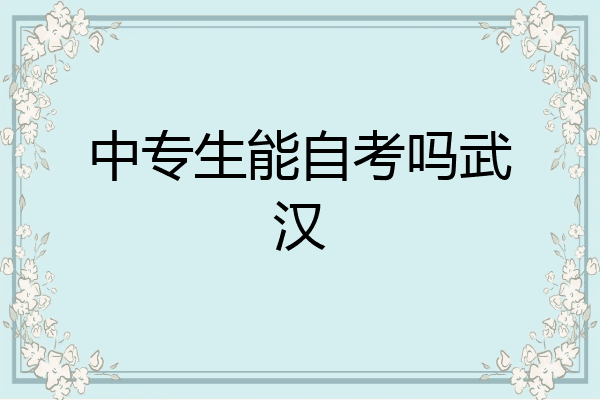 中专生能自考吗武汉