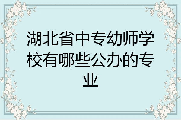 湖北省中专幼师学校有哪些公办的专业