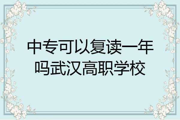 中专可以复读一年吗武汉高职学校