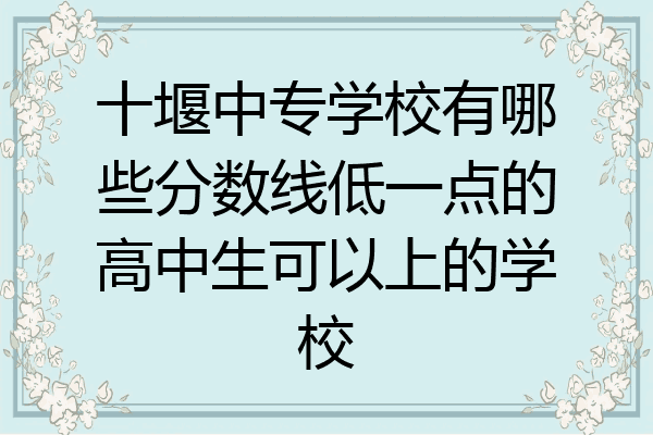 十堰中专学校有哪些分数线低一点的高中生可以上的学校