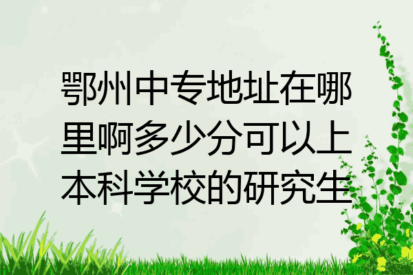 鄂州中专地址在哪里啊多少分可以上本科学校的研究生