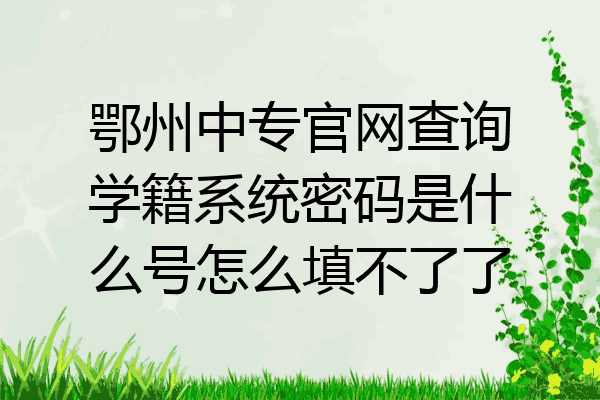 鄂州中专官网查询学籍系统密码是什么号怎么填不了了