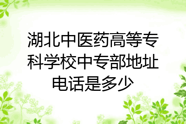 湖北中医药高等专科学校中专部地址电话是多少