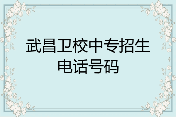 武昌卫校中专招生电话号码