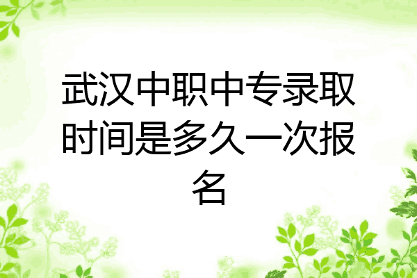 武汉中职中专录取时间是多久一次报名