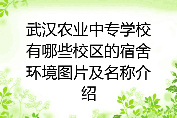 武汉农业中专学校有哪些校区的宿舍环境图片及名称介绍