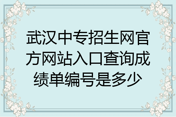 武汉中专招生网官方网站入口查询成绩单编号是多少