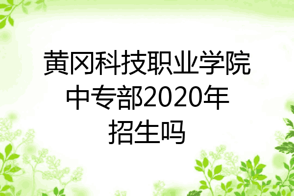 黄冈科技职业学院中专部2020年招生吗