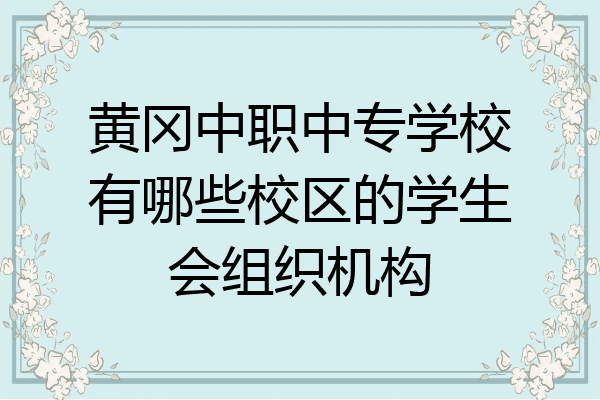 黄冈中职中专学校有哪些校区的学生会组织机构