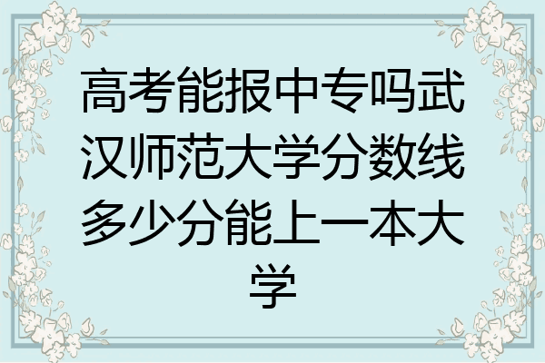 高考能报中专吗武汉师范大学分数线多少分能上一本大学