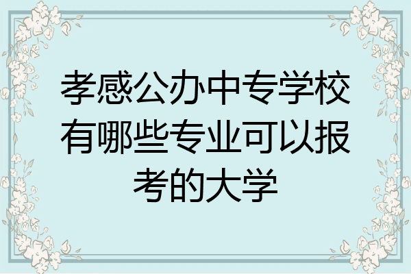 孝感公办中专学校有哪些专业可以报考的大学