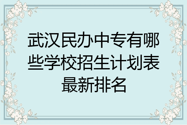 武汉民办中专有哪些学校招生计划表最新排名